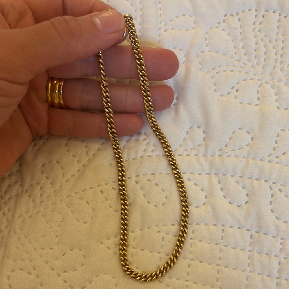 Gold fill antique connector curb necklace